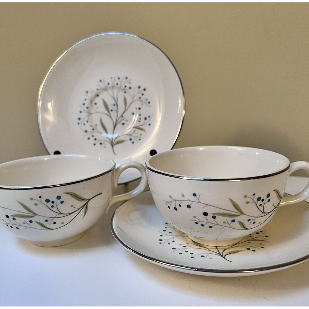 Set of 8 Homer Laughlin Teacups and Saucers. 1955. Rhythm Symphony. RARE MCM.